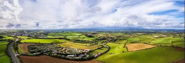 Framed Print : Panorama over Widdicombe Farm from a drone, Torquay, Devon, England Framed Print : Panorama over Widdicombe Farm from a drone, Torquay, Devon, England