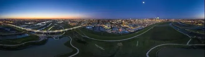 Framed Print : Panoramic aerial drone picture of Dallas skyline and Trammel Crow Park at sunset Framed Print : Panoramic aerial drone picture of Dallas skyline and Trammel Crow Park at sunset