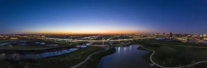Framed Print : Panoramic aerial drone picture of Dallas skyline and Trammel Crow Park at sunset Framed Print : Panoramic aerial drone picture of Dallas skyline and Trammel Crow Park at sunset