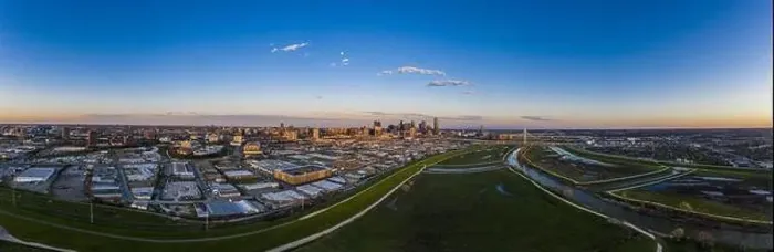 Framed Print : Panoramic aerial drone picture of Dallas skyline and Trammel Crow Park at sunset Framed Print : Panoramic aerial drone picture of Dallas skyline and Trammel Crow Park at sunset
