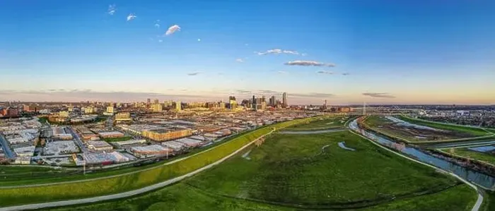 Framed Print : Panoramic aerial drone picture of Dallas skyline and Trammel Crow Park at sunset in winter Framed Print : Panoramic aerial drone picture of Dallas skyline and Trammel Crow Park at sunset in winter