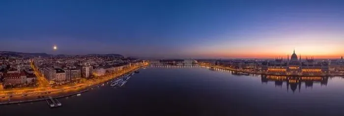 Framed Print : Panoramic aerial drone shot of Hungarian Parliament lights off sunrise in Budapest dawn Framed Print : Panoramic aerial drone shot of Hungarian Parliament lights off sunrise in Budapest dawn