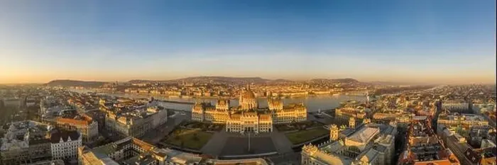Framed Print : Panoramic aerial drone shot of Hungarian Parliament lights off before sunrise in Budapest dawn Framed Print : Panoramic aerial drone shot of Hungarian Parliament lights off before sunrise in Budapest dawn
