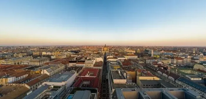 Framed Print : Panoramic aerial drone shot of St. Stephen Basilica during Budapest sunset hour Framed Print : Panoramic aerial drone shot of St. Stephen Basilica during Budapest sunset hour