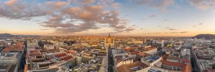 Framed Print : Panoramic aerial drone shot of St. Stephen Basilica during Budap Framed Print : Panoramic aerial drone shot of St. Stephen Basilica during Budap
