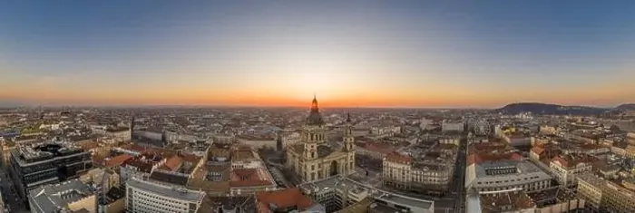 Framed Print : Panoramic aerial drone shot of St. Stephen Basilica at Budapest dawn sunrise in morning Framed Print : Panoramic aerial drone shot of St. Stephen Basilica at Budapest dawn sunrise in morning