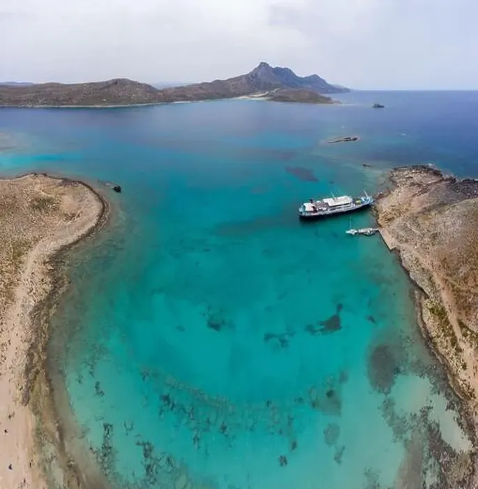 Framed Print : Panoramic aerial drone view of Gramvousa island near Crete Framed Print : Panoramic aerial drone view of Gramvousa island near Crete