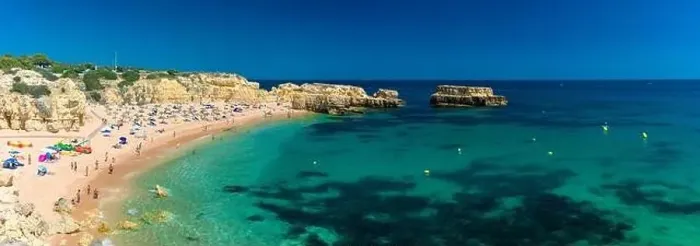Framed Print : Panoramic aerial drone view of popular Praia do Castelo beach, Albufeira, Algarve, Portugal Framed Print : Panoramic aerial drone view of popular Praia do Castelo beach, Albufeira, Algarve, Portugal