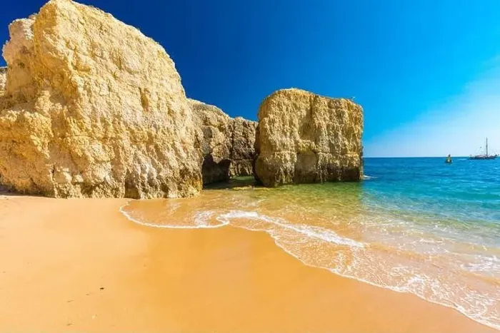 Framed Print : Panoramic aerial drone view of popular Praia do Castelo beach, Albufeira, Algarve, Portugal Framed Print : Panoramic aerial drone view of popular Praia do Castelo beach, Albufeira, Algarve, Portugal