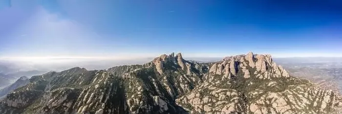 Framed Print : Panoramic aerial shot of Sant Jeroni Montserrat Peak near Barcelona Framed Print : Panoramic aerial shot of Sant Jeroni Montserrat Peak near Barcelona