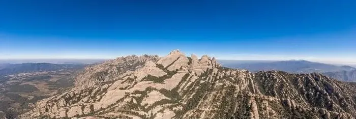 Framed Print : Panoramic aerial shot of Sant Jeroni Montserrat Peak near Barcelona Framed Print : Panoramic aerial shot of Sant Jeroni Montserrat Peak near Barcelona