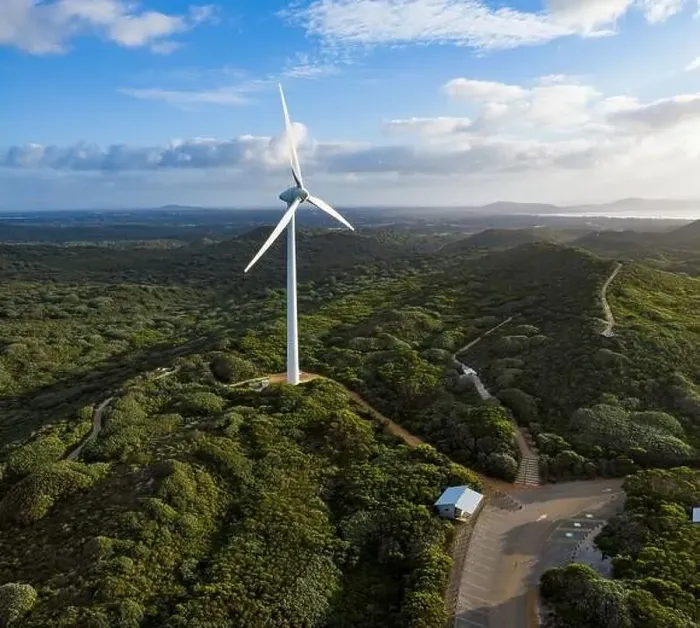 Framed Print : Panoramic aerial view of the Albany wind farm Framed Print : Panoramic aerial view of the Albany wind farm