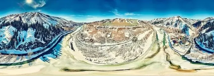 Framed Print : Panoramic aerial view: beautiful spring landscape Framed Print : Panoramic aerial view: beautiful spring landscape
