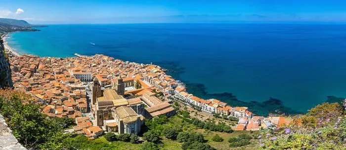 Framed Print : Panoramic aerial view of Cefalu old town, Sicily, Italy. Cefalu is one of the major tourist attractions in the region Framed Print : Panoramic aerial view of Cefalu old town, Sicily, Italy. Cefalu is one of the major tourist attractions in the region