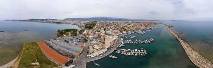 Framed Print : Panoramic aerial view from above of the city of Chania Framed Print : Panoramic aerial view from above of the city of Chania