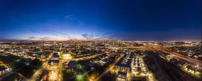 Framed Print : Panoramic aerial view on the city of Fort Worth during sunset with final afterglow Framed Print : Panoramic aerial view on the city of Fort Worth during sunset with final afterglow