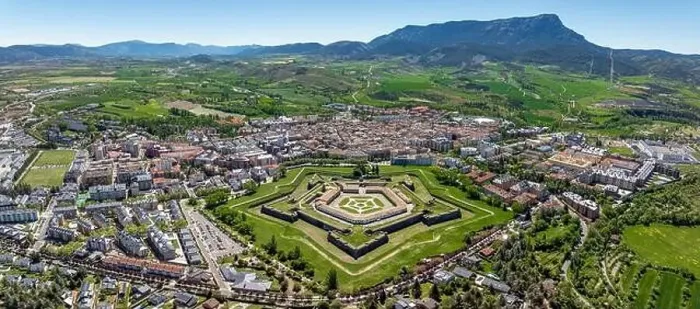 Framed Print : Panoramic aerial view of Jaca in Huesca, with the citadel in the foreground Spain Framed Print : Panoramic aerial view of Jaca in Huesca, with the citadel in the foreground Spain