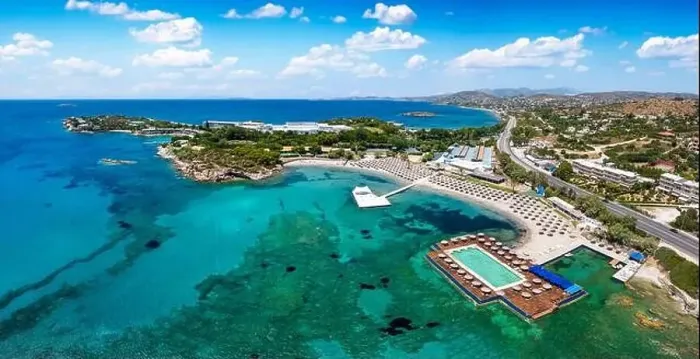 Framed Print : Panoramic aerial view of the Lagonisi peninsula in Attica Framed Print : Panoramic aerial view of the Lagonisi peninsula in Attica
