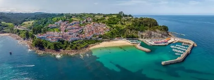Framed Print : Panoramic aerial view of Lastres, province of Asturias, Spain. Named beautiful town of Spain Framed Print : Panoramic aerial view of Lastres, province of Asturias, Spain. Named beautiful town of Spain