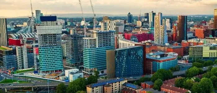 Framed Print : Panoramic Aerial View of Manchester Skyline on a beautiful sunset hours (Golden Hour) Framed Print : Panoramic Aerial View of Manchester Skyline on a beautiful sunset hours (Golden Hour)