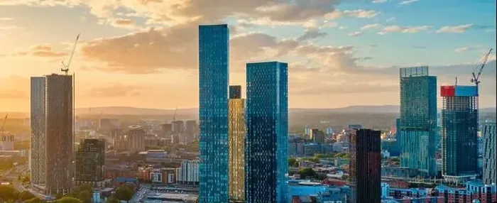 Framed Print : Panoramic Aerial View of Manchester Skyline on a beautiful sunset hours (Golden Hour) Framed Print : Panoramic Aerial View of Manchester Skyline on a beautiful sunset hours (Golden Hour)