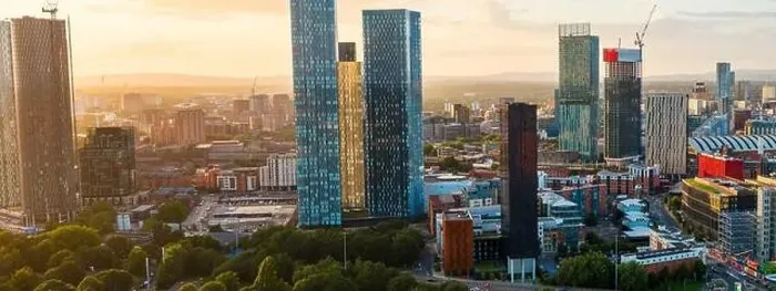Framed Print : Panoramic Aerial View of Manchester Skyline on a beautiful sunset hours (Golden Hour) Framed Print : Panoramic Aerial View of Manchester Skyline on a beautiful sunset hours (Golden Hour)