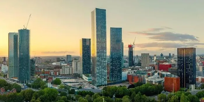 Framed Print : Panoramic Aerial View of Manchester Skyline on a beautiful sunset hours (Golden Hour) Framed Print : Panoramic Aerial View of Manchester Skyline on a beautiful sunset hours (Golden Hour)