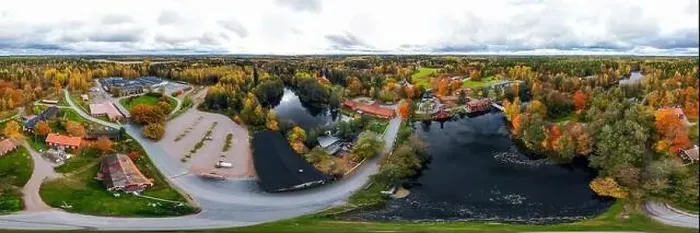 Framed Print : Panoramic aerial view of old village Ruotsinpyhtaa at autumn, Finland Framed Print : Panoramic aerial view of old village Ruotsinpyhtaa at autumn, Finland
