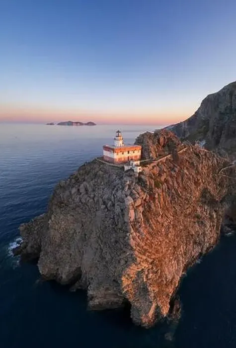 Framed Print : Panoramic aerial view of Ponza island lighthouse Framed Print : Panoramic aerial view of Ponza island lighthouse