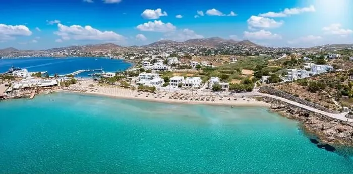 Framed Print : Panoramic aerial view of the popular Agathopes beach Framed Print : Panoramic aerial view of the popular Agathopes beach