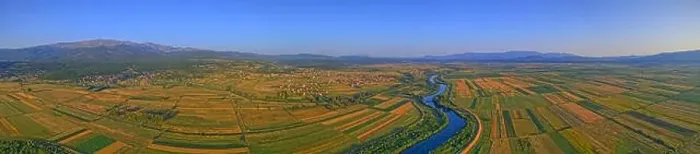 Framed Print : Panoramic aerial view of the river Cetina, Croatia Framed Print : Panoramic aerial view of the river Cetina, Croatia