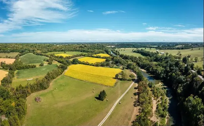 Framed Print : Panoramic aerial view of tobacco fields and Elkhorn Creek in Central Kentucky Framed Print : Panoramic aerial view of tobacco fields and Elkhorn Creek in Central Kentucky