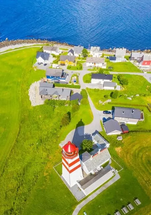 Framed Print : Panoramic of Alnes Lighthouse and village from above, Godoya Island, Alesund, More og Romsdal County, Norway Framed Print : Panoramic of Alnes Lighthouse and village from above, Godoya Island, Alesund, More og Romsdal County, Norway
