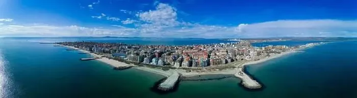 Framed Print : Panoramic bird's eye view over small ancient resort town of Pomorie with old European small houses Framed Print : Panoramic bird's eye view over small ancient resort town of Pomorie with old European small houses