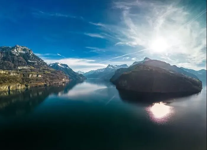 Framed Print : Panoramic drone aerial view of Brunnen and Ingenbohl, Switzerland Framed Print : Panoramic drone aerial view of Brunnen and Ingenbohl, Switzerland