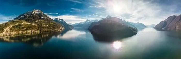 Framed Print : Panoramic drone aerial view of Brunnen and Ingenbohl, Switzerland Framed Print : Panoramic drone aerial view of Brunnen and Ingenbohl, Switzerland