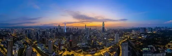 Framed Print : Panoramic drone aerial view of sunrise at Kuala Lumpur city skyline Framed Print : Panoramic drone aerial view of sunrise at Kuala Lumpur city skyline