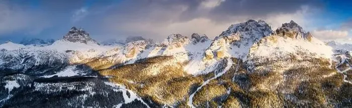 Framed Print : Panoramic by drone of Cadini di Misurina peaks and Tre Cime di Lavaredo at sunset Framed Print : Panoramic by drone of Cadini di Misurina peaks and Tre Cime di Lavaredo at sunset