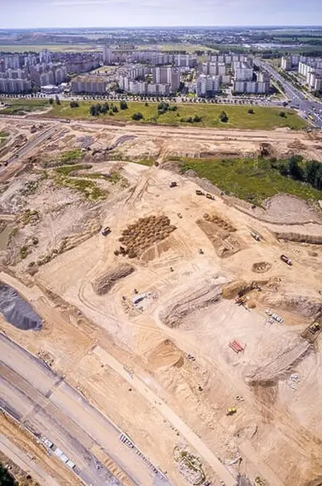 Framed Print : panoramic drone image of city suburbs construction site. aerial view Framed Print : panoramic drone image of city suburbs construction site. aerial view