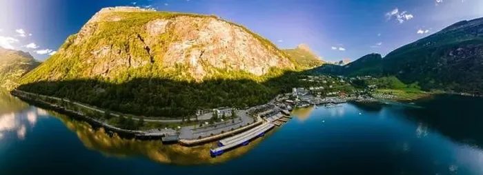 Framed Print : Panoramic and drone landscape of Geiranger fjords, Geirangerfjord, Norway Framed Print : Panoramic and drone landscape of Geiranger fjords, Geirangerfjord, Norway