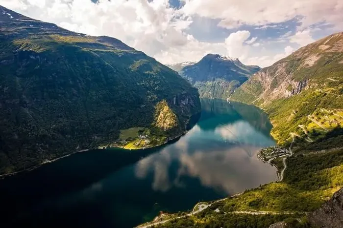 Framed Print : Panoramic and drone landscape of Geiranger fjords, Geirangerfjord, Norway Framed Print : Panoramic and drone landscape of Geiranger fjords, Geirangerfjord, Norway