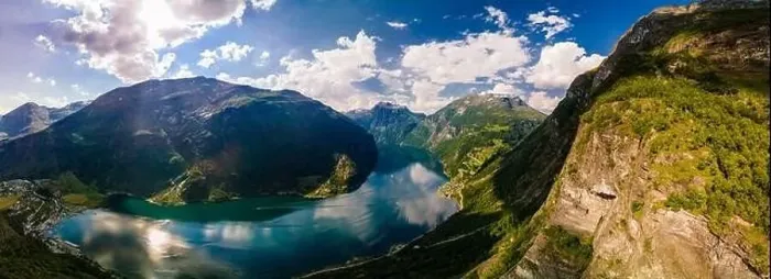 Framed Print : Panoramic and drone landscape of Geiranger fjords, Geirangerfjord, Norway Framed Print : Panoramic and drone landscape of Geiranger fjords, Geirangerfjord, Norway