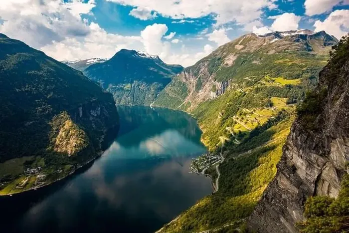 Framed Print : Panoramic and drone landscape of Geiranger fjords, Geirangerfjord, Norway Framed Print : Panoramic and drone landscape of Geiranger fjords, Geirangerfjord, Norway