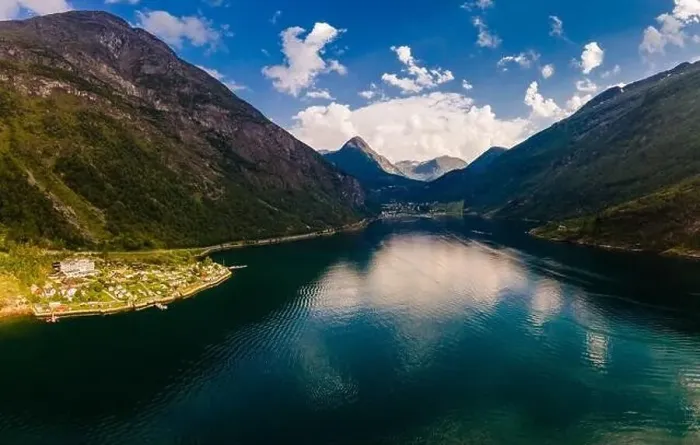 Framed Print : Panoramic and drone landscape of Geiranger fjords, Geirangerfjord, Norway Framed Print : Panoramic and drone landscape of Geiranger fjords, Geirangerfjord, Norway
