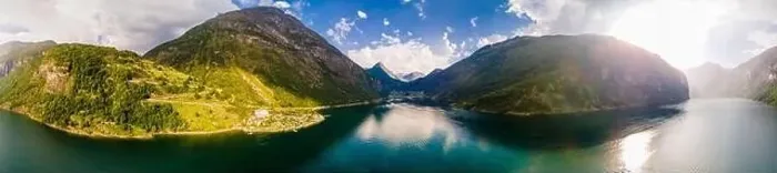 Framed Print : Panoramic and drone landscape of Geiranger fjords, Geirangerfjord, Norway Framed Print : Panoramic and drone landscape of Geiranger fjords, Geirangerfjord, Norway