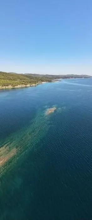 Framed Print : Panoramic drone photo of the tropical beach in the bay of Toroni in Halkidiki, Greece Framed Print : Panoramic drone photo of the tropical beach in the bay of Toroni in Halkidiki, Greece