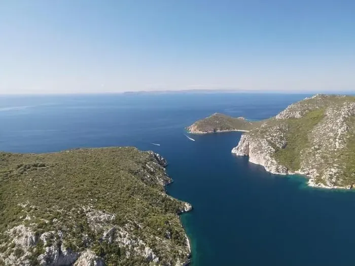 Framed Print : Panoramic drone photo of the tropical beach in the bay of Toroni in Halkidiki, Greece Framed Print : Panoramic drone photo of the tropical beach in the bay of Toroni in Halkidiki, Greece