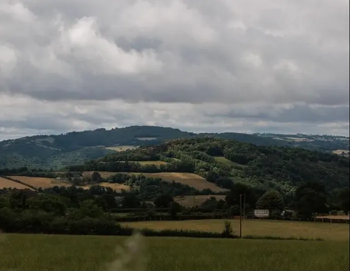 Framed Print : Panoramic farmland landscape with field and tree in Aveyron france Framed Print : Panoramic farmland landscape with field and tree in Aveyron france