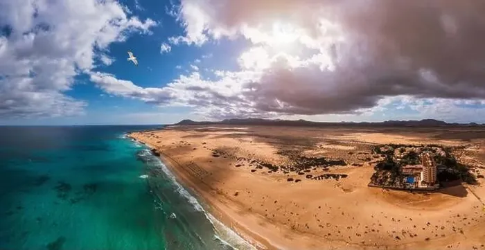 Framed Print : Panoramic high angle aerial drone view of Corralejo National Park (Parque Natural de Corralejo) Framed Print : Panoramic high angle aerial drone view of Corralejo National Park (Parque Natural de Corralejo)