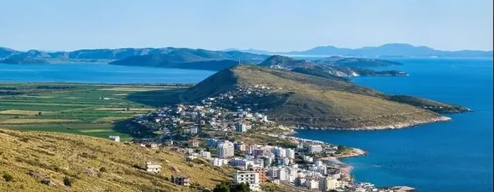 Framed Print : Panoramic image of the coast of Saranda in southern Albania Framed Print : Panoramic image of the coast of Saranda in southern Albania